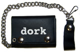DORK letters TRIFOLD LEATHER WALLET WITH CHAIN (Sold by the piece)