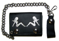 DUEL MUD FLAP GIRLS TRIFOLD LEATHER WALLET WITH CHAIN (Sold by the piece)