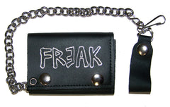 FREAK TRIFOLD LEATHER WALLET WITH CHAIN (Sold by the piece)
