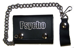 PSYCHO letters TRIFOLD LEATHER WALLET WITH CHAIN (Sold by the piece)