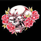 SKULL AND ROSES COLORED WALL 45 INCH BANNER  / FLAG (Sold by the piece) -* CLOSEOUT ONLY $2.95 EA