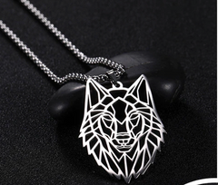 STAINLESS STEEL CUT WOLF HEAD NECKLACE (sold by the piece or dozen)