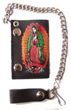 GUADALUPE TRIFOLD LEATHER WALLET WITH CHAIN (Sold by the piece)