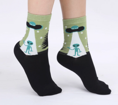 ALIEN ABDUCTION Unisex Crew Socks  (sold by the pair)