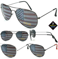 AMERICAN FLAG on LENSES AVIATOR SUNGLASSES ( sold by the piece or dozen )