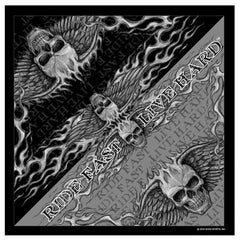 DELUXE BAD SCRATCH SKULL WINGS BANDANNA (Sold by the piece or dozen)