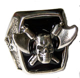 CROSSED HATCHETS AND SKULL BIKER RING  (Sold by the piece)