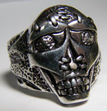 TRIBAL SEWN MASK SKULL HEAD SILVER BIKER RING  (Sold by the piece) **- CLOSEOUT NOW $2.75 EACH