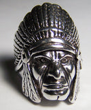 INDIAN CHIEF FACE SILVER BIKER RING (Sold by the piece) *- CLOSEOUT AS LOW AS $ 3.75 EA