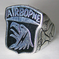 AIRBORNE EAGLE military SILVER DELUXE BIKER RING (Sold by the piece) *