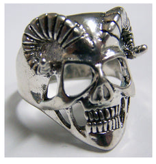 RAM HORNS HUMAN SKELETON  SKULL HEAD BIKER RING (Sold by the piece)