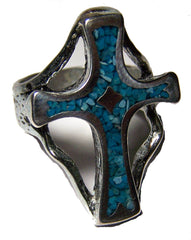 LARGE CELTIC CROSS SILVER DELUXE BIKER RING (Sold by the piece) *