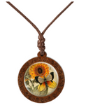 BUTTERFLY WITH SUNFLOWER Necklace On Adjustable Wax Rope Necklace (sold by the piece)