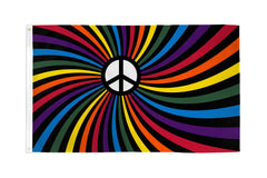 RAINBOW PEACE SIGN 3' X 5' FLAG (Sold by the piece)