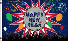HAPPY NEW YEARS PARTY BALL  3 X 5 FLAG ( sold by the piece )