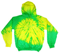 GREEN YELLOW FLO SWIRL TIE DYED HOODIE (sold by the piece )