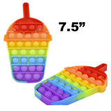7.5" RAINBOW FRAPPE DRINK BUBBLE POP IT SILICONE STRESS RELIEVER TOY (sold by the piece )