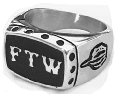 FTW MIDDLE FINGER STAINLESS STEEL BIKER RING SIZE 8   ( sold by the piece )
