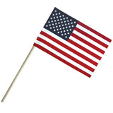 AMERICAN 4 X 6 INCH CLOTH FLAG ON A STICK (Sold by the dozen) *- CLOSEOUT 25 CENTS EA