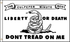 CULPEPER MINUTEMEN DON'T TREAD ON ME WHITE 3' X 5' FLAG (Sold by the piece)