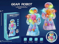 8.7" Light Up Transparent Spinning Mechanical Gear Robot ( sold by the piece)