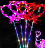 18.5" HEART SHAPED LED WAND WITH ROSES (sold by the piece or dozen)