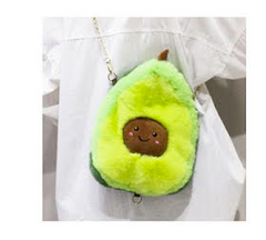 12" Fuzzy Green Avocado Crossbody Purse (sold by the piece)