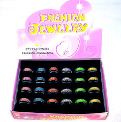 GLITTER BAND RINGS (sold by the dozen ) *- CLOSEOUT NOW ONLY 25 CENTS EA