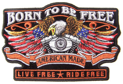 BORN FREE EAGLE BIKER 5 IN EMBROIDERIED PATCH (sold by the piece )