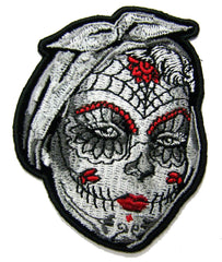 SUGAR SKULL FACE POSTER 3 INCH EMBROIDERED PATCH ( sold by the piece )