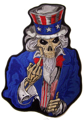 JUMBO UNCLE SAM MIDDLE FINGER EMBROIDERED PATCH 12 INCH (Sold by the piece)