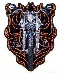MOTORCYCLE FRONT FLAME EMBROIDERIED PATCH  (Sold by the piece)