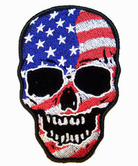 AMERICAN FLAG SKULL 4 INCH PATCH (Sold by the piece)
