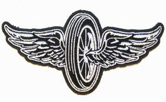 MOTORCYCLE WHEEL WINGS 5 INCH PATCH (Sold by the piece)