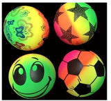 RAINBOW 7 INCH ASSORTED NOVELTY BALLS  (Sold by the dozen)