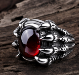 size 9 RED JEWEL CLAW METAL BIKER RING ( sold by the piece)