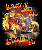 DRIVE IT LIKE YOU STOLE IT VINTAGE CAR  BLACK SHORT SLEEVE TEE-SHIRT-(Sold by the piece)