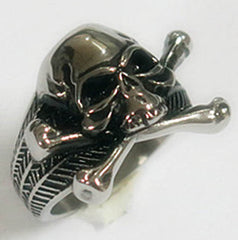 SKULL AND CROSS BONES STAINLESS STEEL BIKER RING ( sold by the piece )