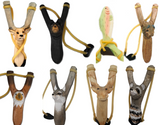 HAND CARVED WOODEN ANIMAL SLINGSHOTS (sold by the piece)
