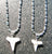 STAINLESS STEEL BALL CHAIN NECKLACE W WIRE WRAPPED REAL SHARK TOOTH PENDANT  ( sold by the peice or dozen )