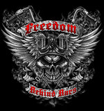 FREEDOM BEHIND BARS MOTORCYCLE SKULL WINGS SHORT SLEEVE TEE-SHIRT  (Sold by the piece)