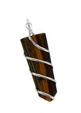 LARGE 2" FLAT TIGERS EYE COIL WRAPPED  STONE PENDANT (sold by the piece or bag of 10 )