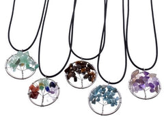 TREE OF LIFE ASSORTED CHIP REAL STONE NECKLACES ( sold by the piece or dozen)