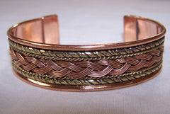 DELUXE TWO TONE COPPER BANGLE CUFF BRACELET ( sold by the piece or dozen )