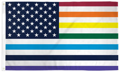 AMERICAN OLD GLORY RAINBOW PRIDE  3 X 5 FLAG ( sold by the piece )