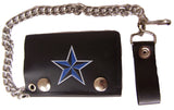 BLUE NAUTICAL STAR TRIFOLD LEATHER WALLETS WITH CHAIN (Sold by the piece)