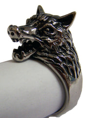 WOLF HEAD WITH TEETH BIKER RING ( sold by the piece )
