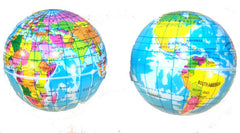 WORLD EARTH GLOBE 4 INCH EARTH BOUNCE / SQUEEZE BALLS ( sold by the dozen )