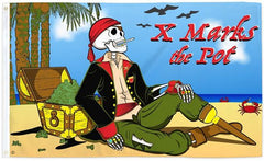 X MARKS THE POT MARIJUANA PIRATE SKELETON 3X5 FLAG (sold by the piece)