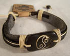 CARVED BONE LEATHER YIN YANG BRACELET (Sold by the PIECE OR dozen)